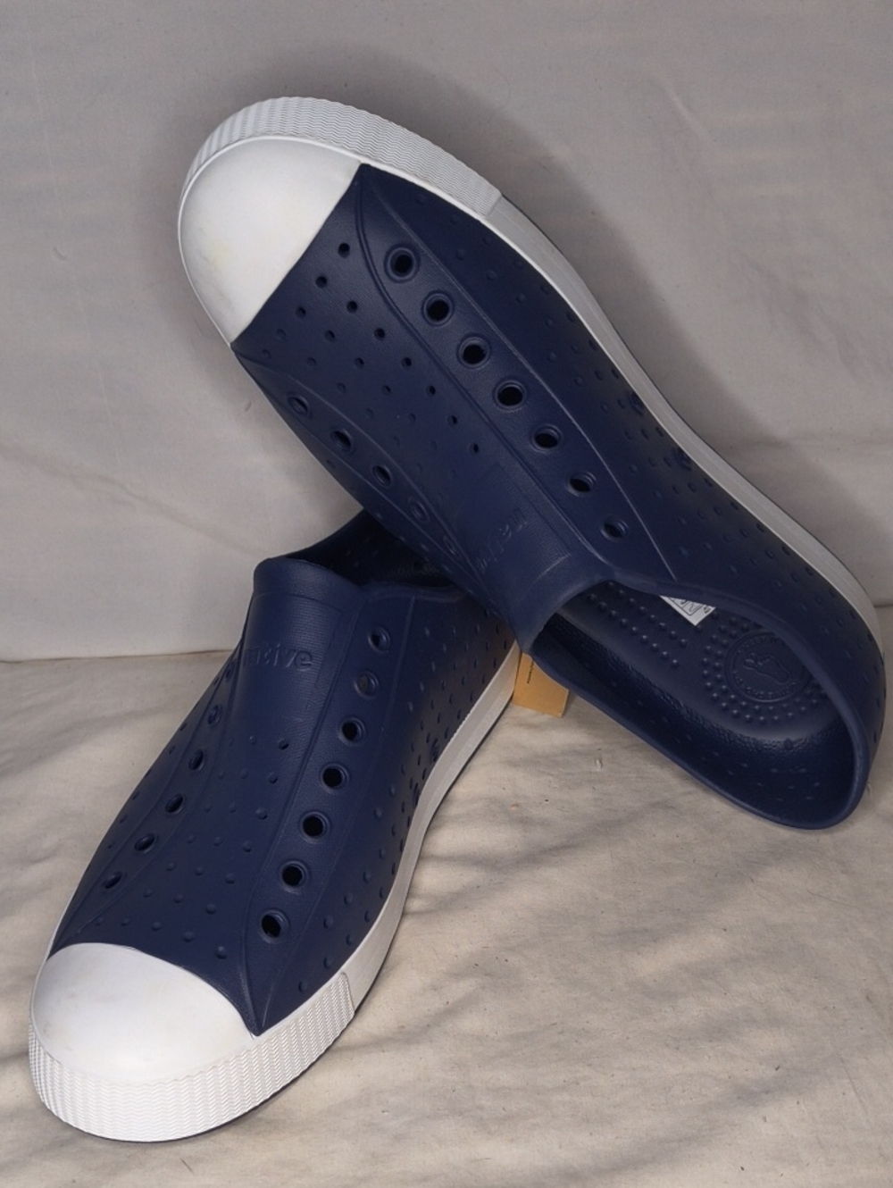 NWT Native Men's Navy Blue and White Slip-On Loafers Size 11 AS
